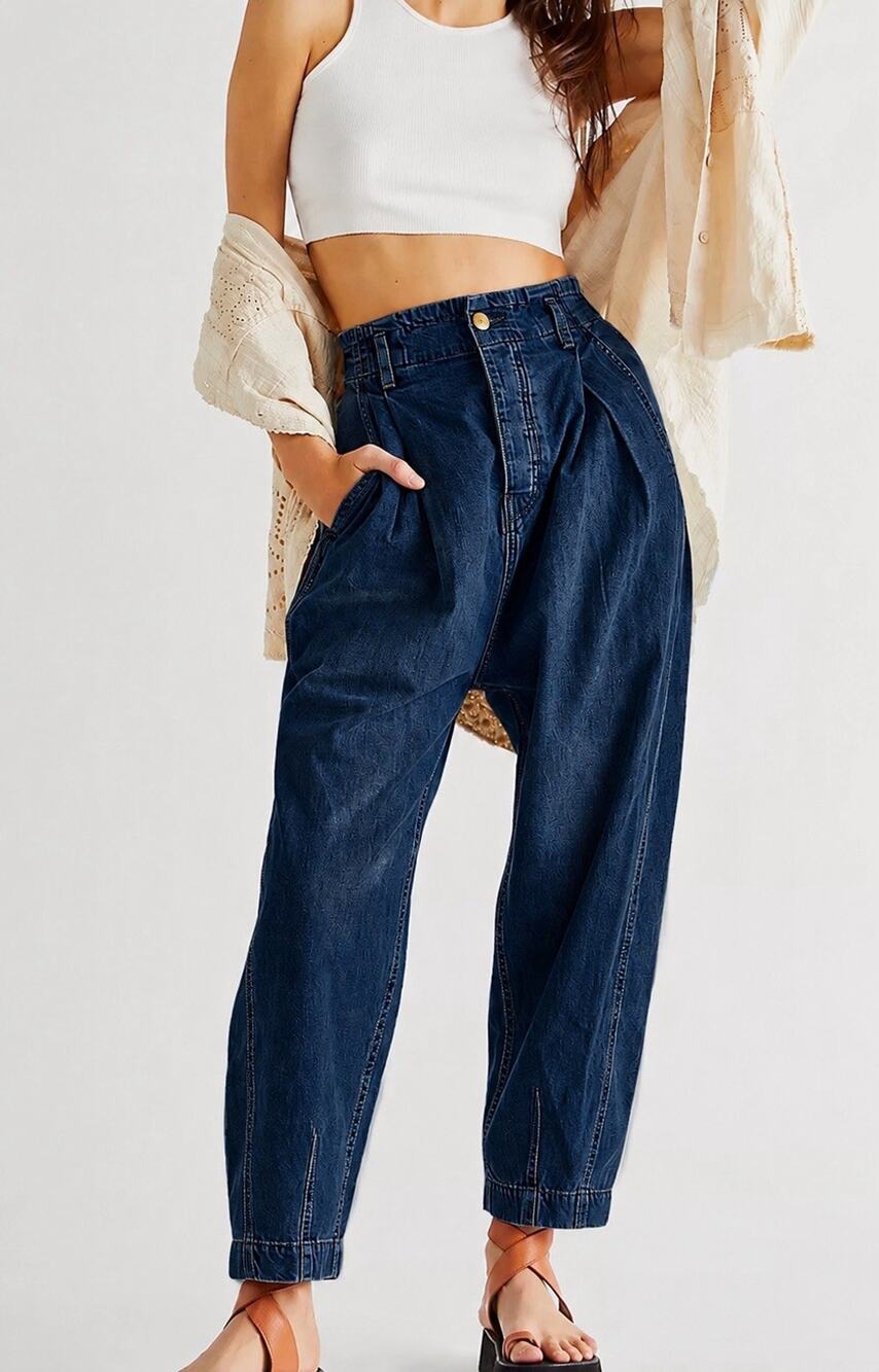 NWT We The Free "Sawyer" Pull-On Barrel Cotton Boyfriend Jeans Women's SZ Small